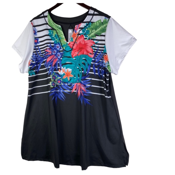 Swimsuits For All Other - New Swimsuits for All Sz 22 3X Swim Tunic Top Coverup Floral Tropical Stretch